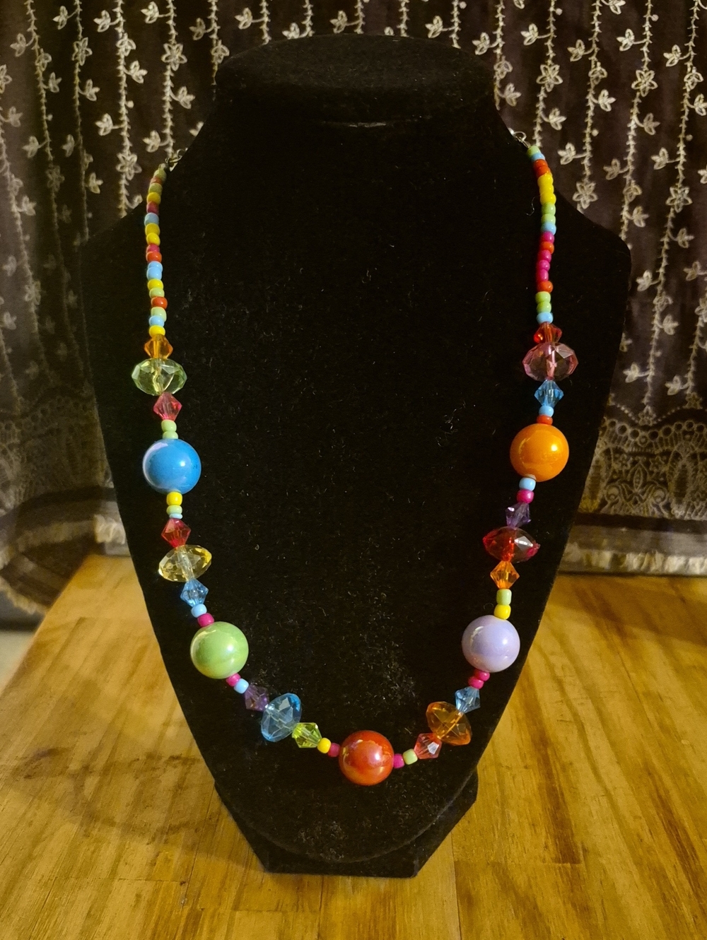 Colorful Beaded Statement Necklace With Earrings